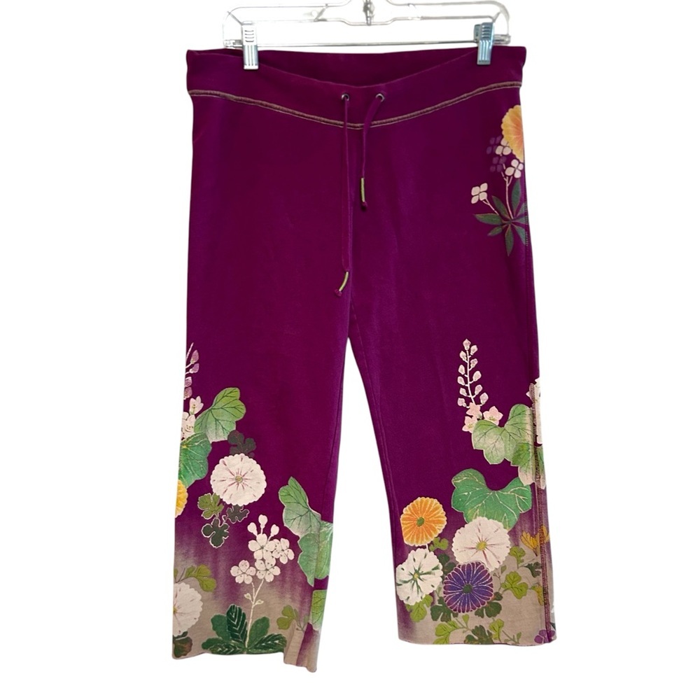 Rare! lucky brand M-XL sweatpants cropped Asian floral print boho‎ yoga Y2K - Picture 15 of 16